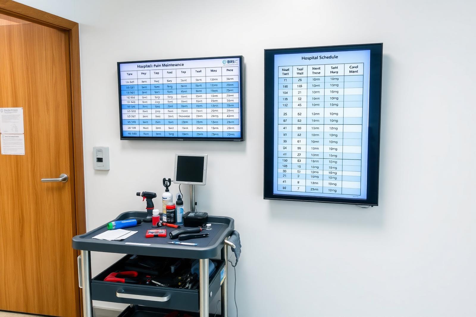 Hospital equipment maintenance schedule board